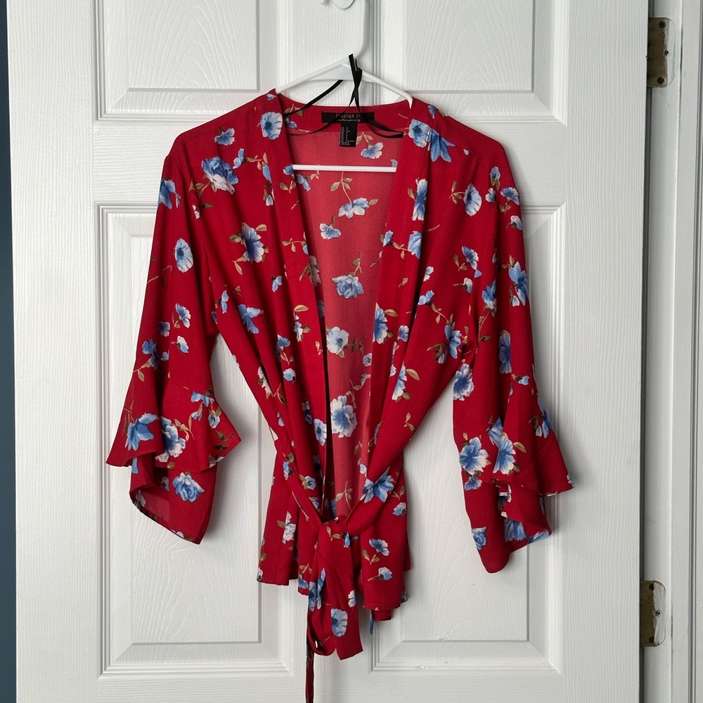 Forever 21 Floral Wrap Shirt